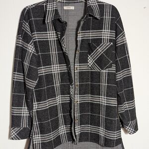 Ci Sono Monochrome Button Up Plaid Shirt